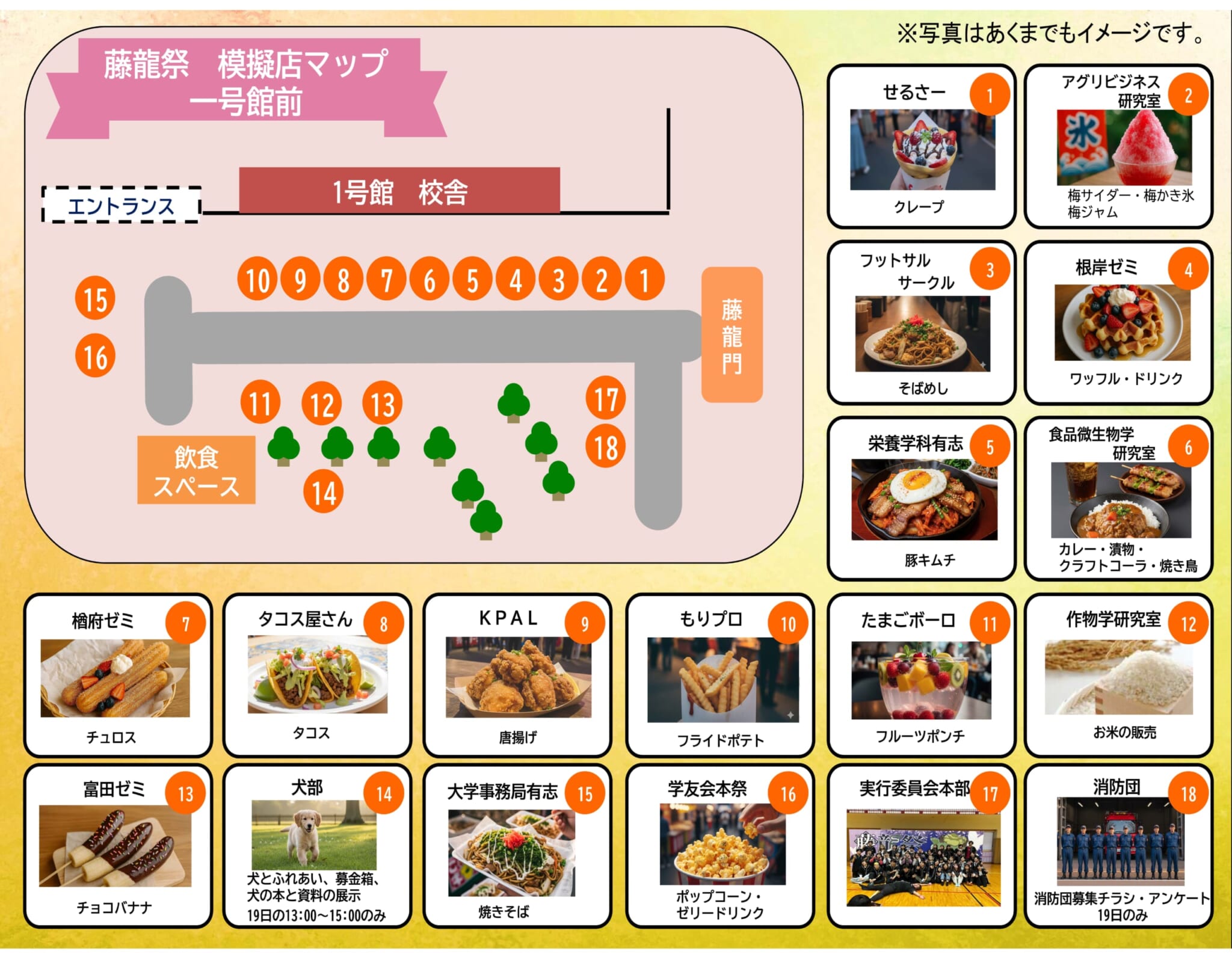 藤龍祭 模擬店マップ 1号館前